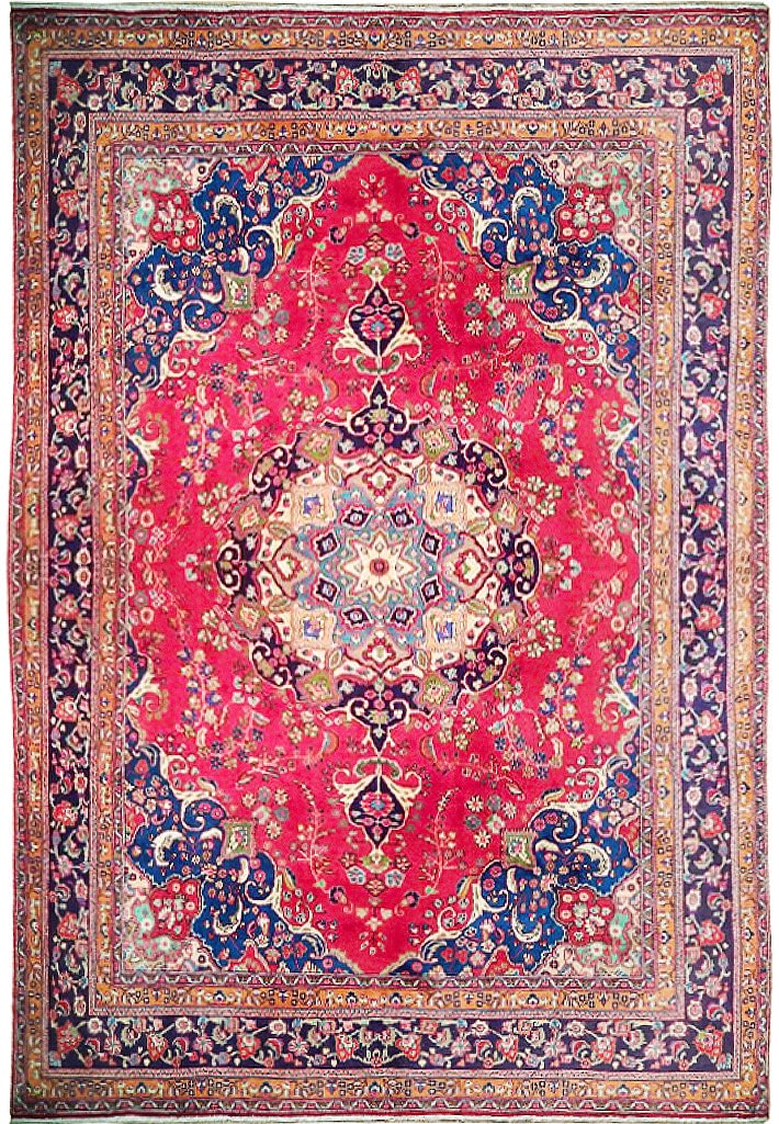 9'10 x 13' Red Semi Antique Persian Tabriz Handcrafted Rug: 9'10 x 13' Red Semi Antique Persian Tabriz Handcrafted Rug Free continental US Shipping Enhance your space with timeless elegance using this exquisite 9' 10" x 13' Red Semi Antique Persian Tabriz Rug.