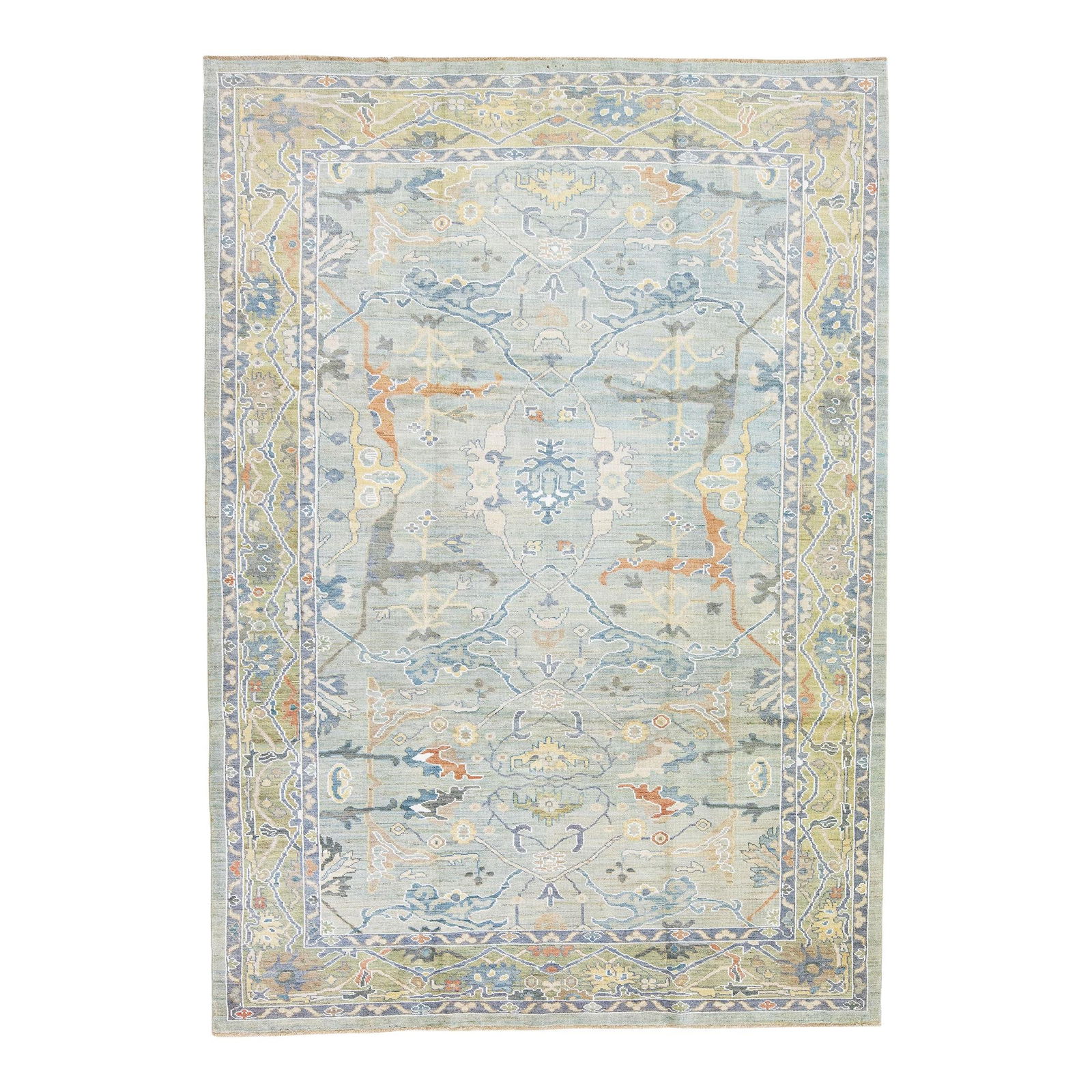 Modern Sultanabad Gray Wool Rug 8'5 x 11'10 Floral Design: Modern Sultanabad Gray Wool Rug 8'5 x 11'10 Floral Design Elevate your living space with this stunning Modern Sultanabad hand-knotted wool rug. Featuring a sophisticated gray field, this piece is beau