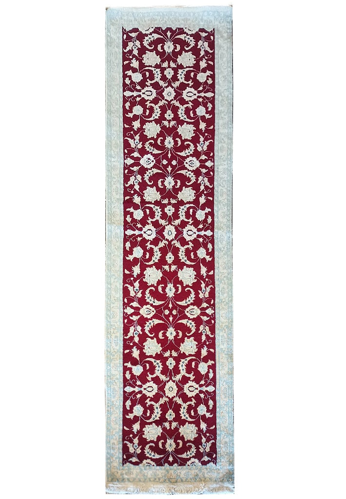 Luxurious 2.9 x 10 Persian Nain Wool Silk Hand-Knotted Area Rug: Luxurious 2.9 x 10 Persian Nain Wool Silk Hand-Knotted Area Rug Free continental US Shipping Discover the luxurious beauty of our exquisite 10-foot Persian Nain Wool and Silk Area Rug, designed to ele