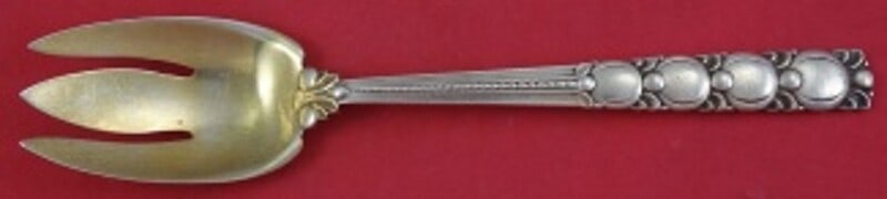 Tiffany & Co Exposition Sterling Silver Salad Fork 9 3/4" Gold Wash: Tiffany & Co Exposition Sterling Silver Salad Fork 9 3/4" Gold Wash Introducing the Exposition Salad Serving Fork by Tiffany & Co., a beautifully crafted piece made from high-quality sterling silver.