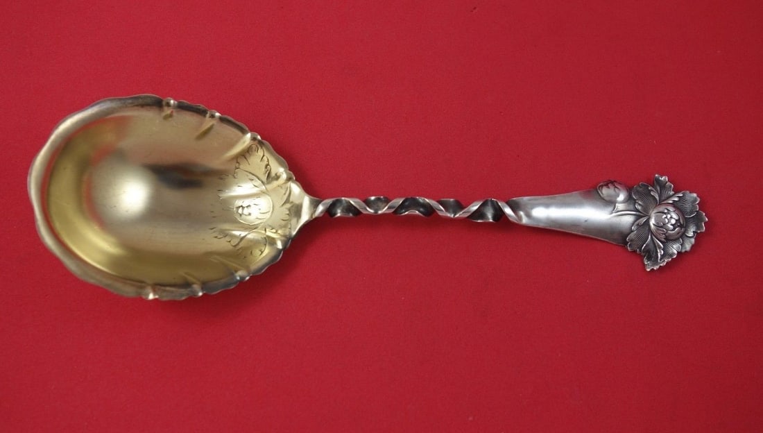 Whiting Sterling Silver Berry Spoon Number 26 Peony 8.5 in: Whiting Sterling Silver Berry Spoon Number 26 Peony 8.5 in This exquisite berry spoon is crafted from sterling silver by Whiting, featuring the elegant Number 26 pattern, also known as Peony. Measurin
