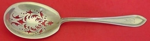 Dominick & Haff Priscilla Sterling Silver Fancy Pierced Ice Spoon 9": Dominick & Haff Priscilla Sterling Silver Fancy Pierced Ice Spoon 9" This exquisite ice spoon is crafted from high-quality sterling silver and features the elegant Priscilla pattern by Dominick & Haff