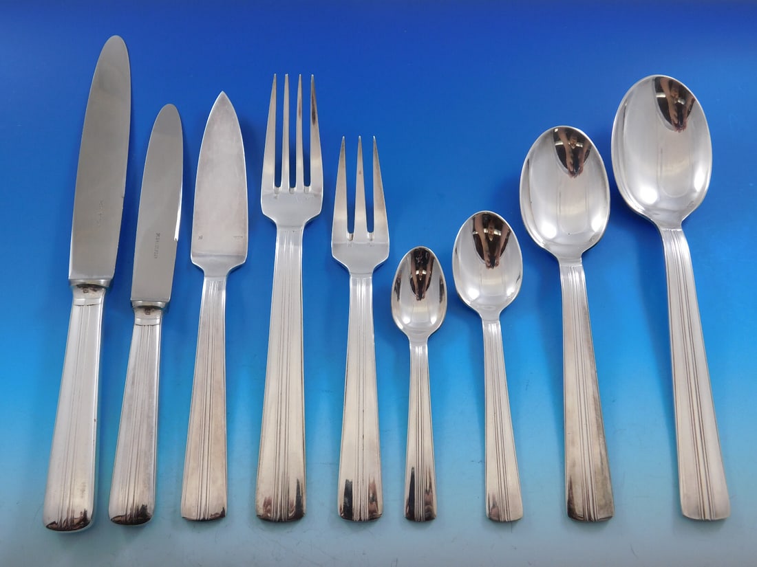 Ercuis Chantilly Silverplate Flatware Set 114 pcs Art Deco Dinner Service: Ercuis Chantilly Silverplate Flatware Set 114 pcs Art Deco Dinner Service Elevate your dining experience with the Chantilly by Ercuis Silverplate Flatware Set, a stunning collection that embodies the