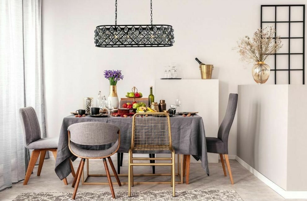 Elegant Lighting Madison 6-Light Matte Black Chandelier 40 Inch Crystal Pendant: Elegant Lighting Madison 6-Light Matte Black Chandelier 40 Inch Crystal Pendant Illuminate your space with this stunning 6-light crystal chandelier, featuring a sleek matte black finish. Designed to e