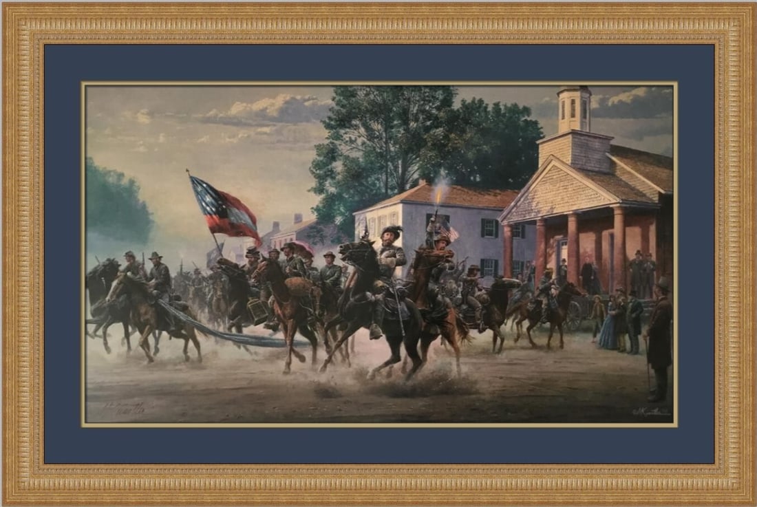 Mort Kunstler Signed Limited Edition Morgan's Ohio Raid Framed Print: Mort Kunstler Signed Limited Edition Morgan's Ohio Raid Framed Print This stunning limited edition print titled "Morgan's Ohio Raid" by renowned artist Mort Kunstler captures a significant moment in C