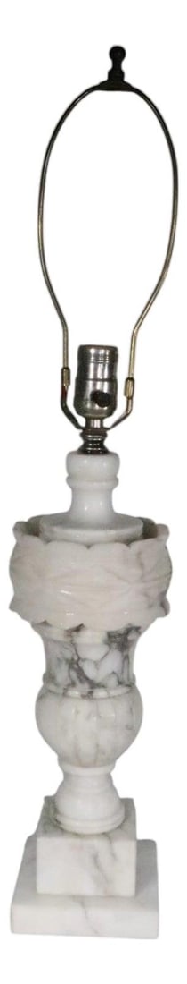 Neo Classic Hollywood Regency Marble Table Lamp Italy 27.5" H: Neo Classic Hollywood Regency Marble Table Lamp Italy 27.5" H Illuminate your space with this exquisite Neo Classic Hollywood Regency carved marble table lamp, crafted in Italy during the 1940s-1960s.