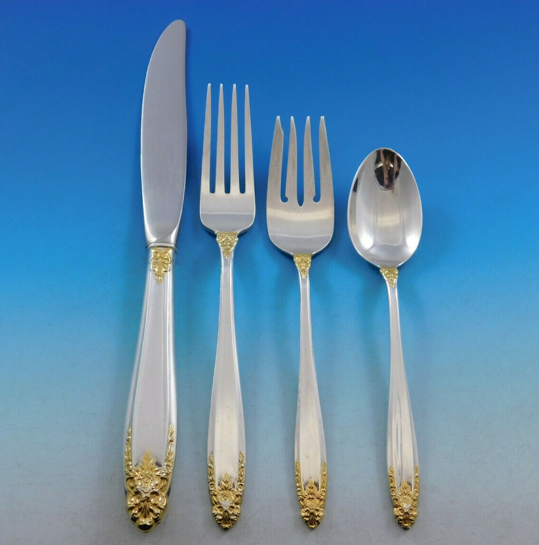 International Silver Prelude Gold Accent Flatware Set 43 pcs: International Silver Prelude Gold Accent Flatware Set 43 pcs Discover the elegance of the Prelude Gold Accent flatware set by International Sterling, a stunning collection that enhances any dining exp