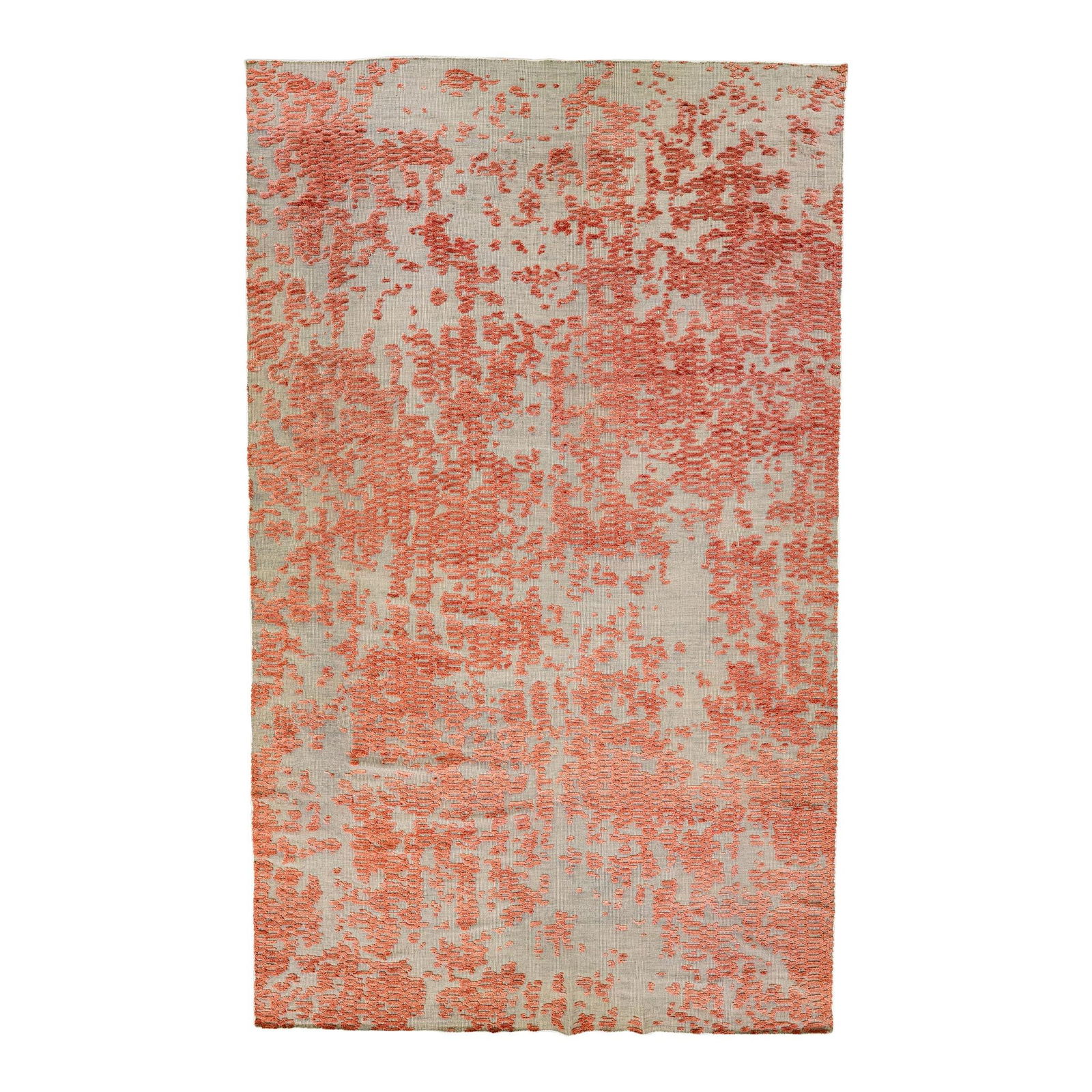 Safi Collection Handmade Abstract Wool Rug 9'9 x 15'10 Orange Accents: Safi Collection Handmade Abstract Wool Rug 9'9 x 15'10 Orange Accents Discover the stunning beauty of this handmade abstract oversize wool rug from Safi Collection. Featuring an elegant beige and gray