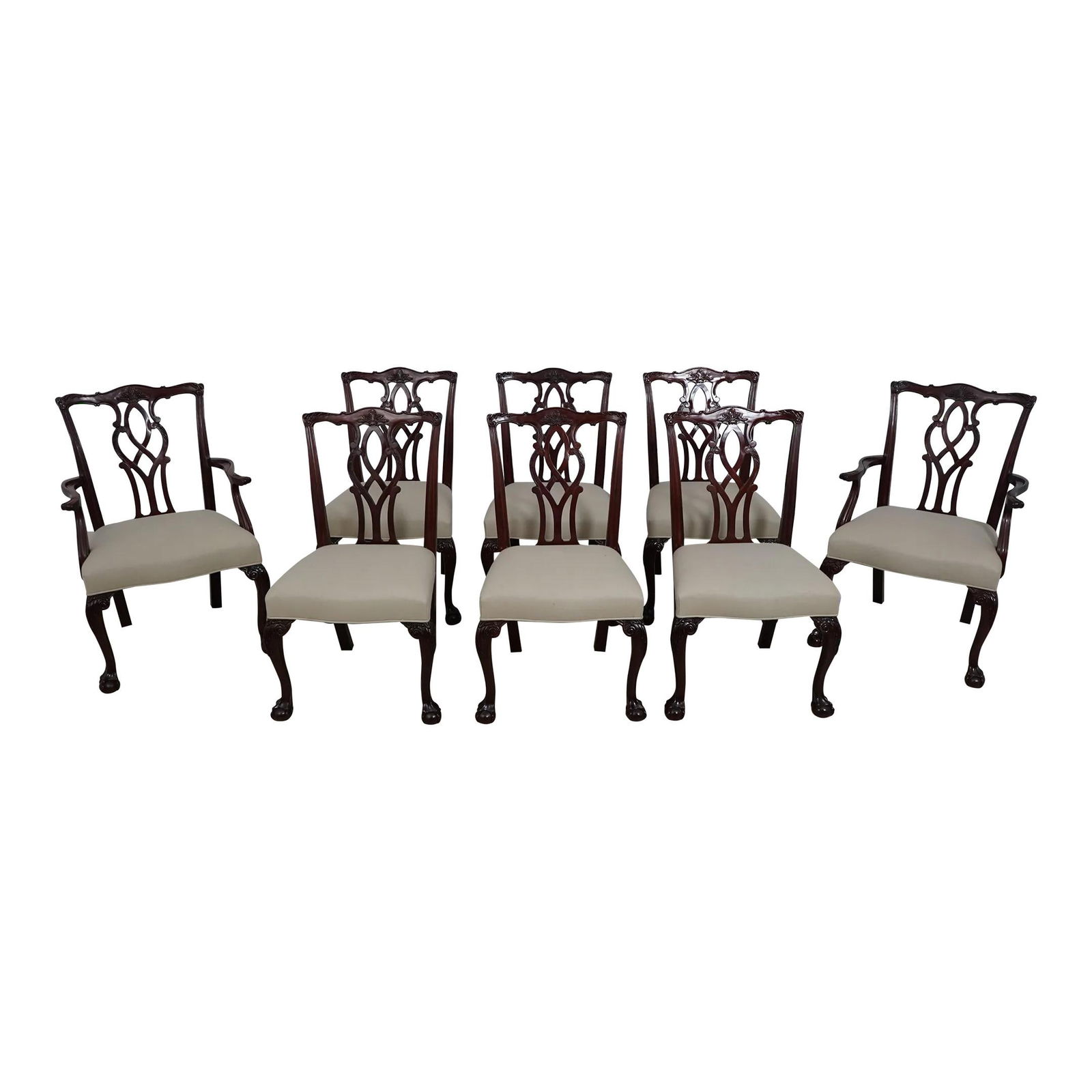 Set of 8 Kindel Chippendale Mahogany Dining Chairs (1 of 10)