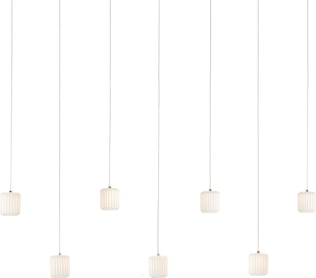 Currey & Company Dove Multi-Drop Pendant 7-Light Ceramic Shades: Currey & Company Dove Multi-Drop Pendant 7-Light Ceramic Shades Illuminate your space with the Elegant Ceramic Shades by Currey & Company. This contemporary multi-drop pendant light features a strikin