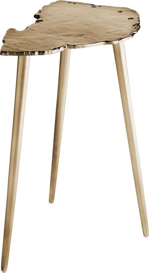 Cyan Needle Collection Aged Gold Aluminum Side Table 24H 12.25W 20L: Cyan Needle Collection Aged Gold Aluminum Side Table 24H 12.25W 20L Introducing a stunning side table that combines modern aesthetics with timeless elegance. This piece features a luxurious aged gold