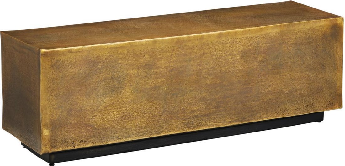 Currey Jahnu Bench Brass Finish Cast Aluminum 48 Inch: Currey Jahnu Bench Brass Finish Cast Aluminum 48 Inch Introducing the Jahnu Bench, a beautifully crafted piece that exudes antique style sophistication. This bench features a stunning antique brass fi