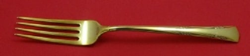 Gorham Greenbrier Vermeil Sterling Silver Regular Fork 7 1/4 Inch: Gorham Greenbrier Vermeil Sterling Silver Regular Fork 7 1/4 Inch This exquisite Greenbrier Vermeil by Gorham regular fork measures 7 1/4 inches and showcases the elegant design characteristic of Gorh