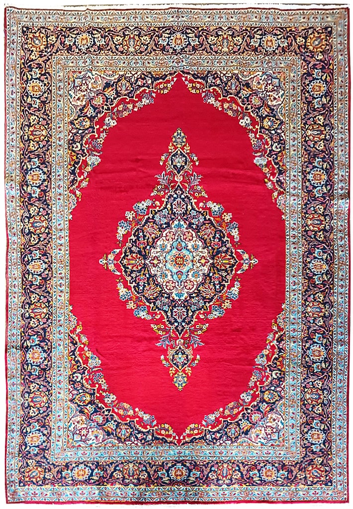 9.7 x 13.4 Authentic Persian Kashan Kerman Area Rug Red Field: 9.7 x 13.4 Authentic Persian Kashan Kerman Area Rug Red Field Free continental US Shipping Experience the timeless elegance of this Authentic Persian Kashan Kerman Rug, featuring a captivating plain r