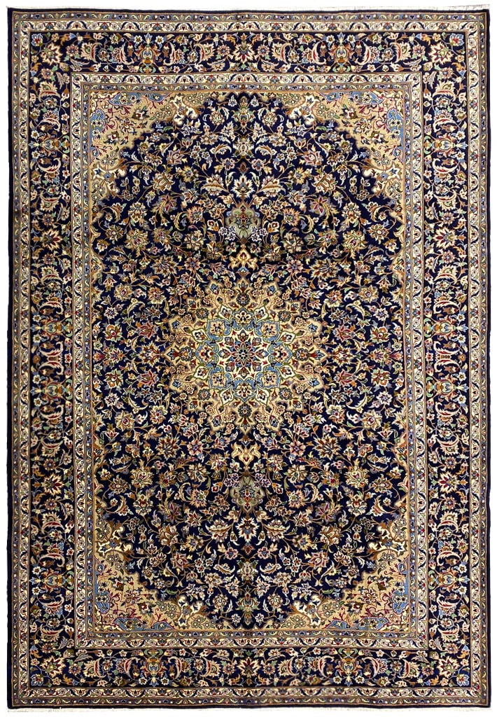 9.9 x 13.7 Esfahan Najafabad Wool Rug in Blue: 9.9 x 13.7 Esfahan Najafabad Wool Rug in Blue Free continental US Shipping Enhance your space with this exquisite 9.9 x 13.7 Persian Esfahan Najafabad Wool Rug, featuring a captivating blue color that