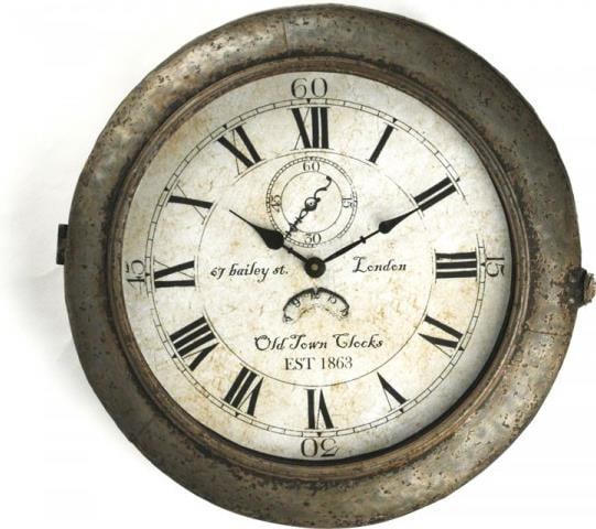 Zentique Oyster Gray Transitional Clock 17.5H 18W 4.5D: Zentique Oyster Gray Transitional Clock 17.5H 18W 4.5D Introducing the Elegant Oyster Gray Clock by Zentique, a stunning piece that combines antique charm with modern aesthetics. This clock features a