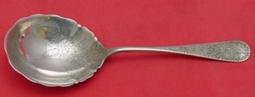 Whiting Sterling Silver Berry Spoon Antique Engraved Brite-Cut 8.5": Whiting Sterling Silver Berry Spoon Antique Engraved Brite-Cut 8.5" This exquisite Antique Engraved Serving Spoon, crafted by the Whiting Manufacturing Company, dates back to the period of 1850-1899.