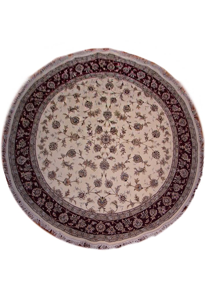 8 x 8 Hand-Knotted Wool Silk Rug Fine Floral Design Square: 8 x 8 Hand-Knotted Wool Silk Rug Fine Floral Design Square Free continental US Shipping This 8 x 8 handmade rug features a fine quality wool and silk blend with a delicate floral design. Expertly hand