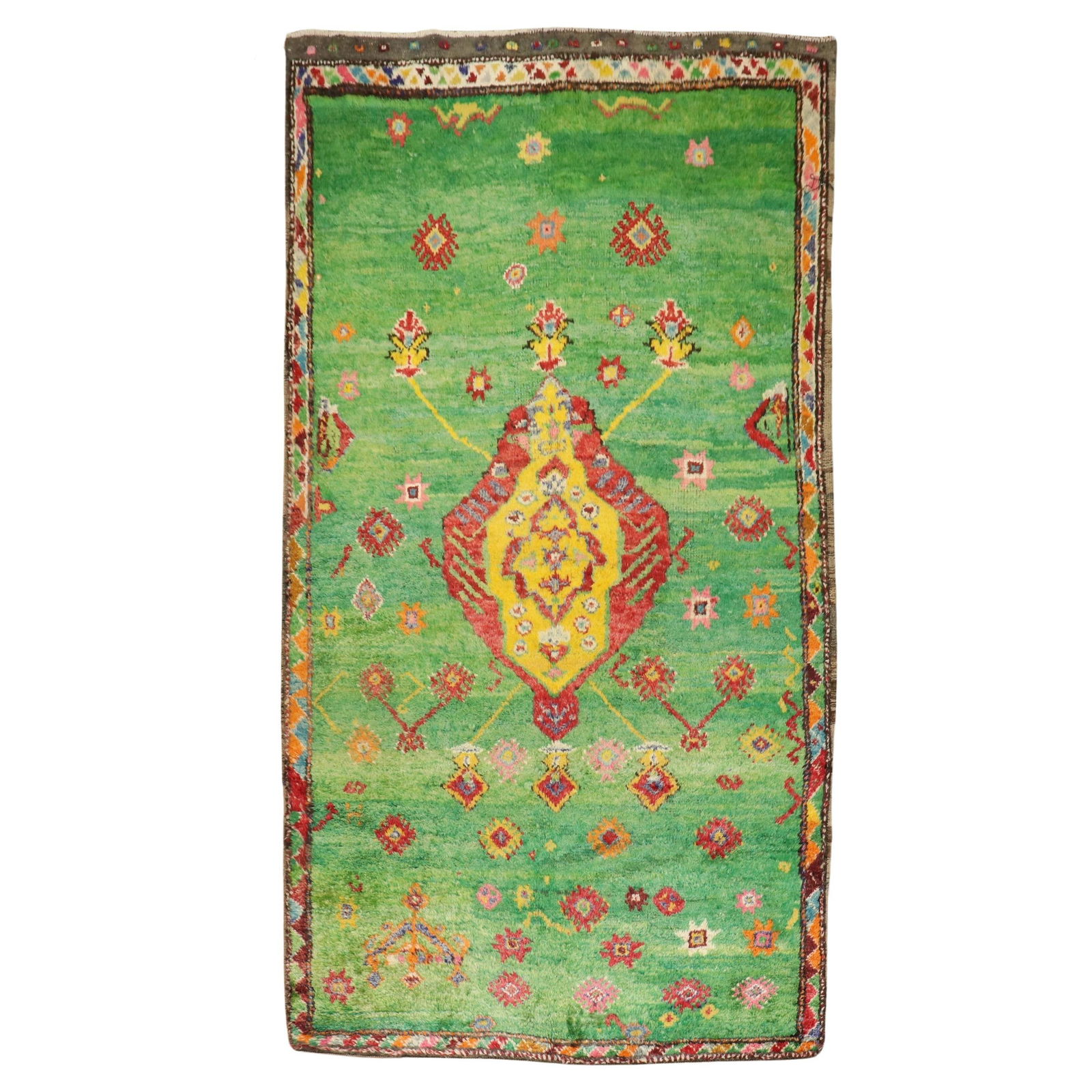 Vintage Bohemian Turkish Tulu Rug Hand-Knotted Wool 5'4 x 9'5: Vintage Bohemian Turkish Tulu Rug Hand-Knotted Wool 5'4 x 9'5 Discover the charm of this vintage Bohemian Turkish Tulu rug, expertly hand-knotted from high-quality wool. This mid-20th century piece sh