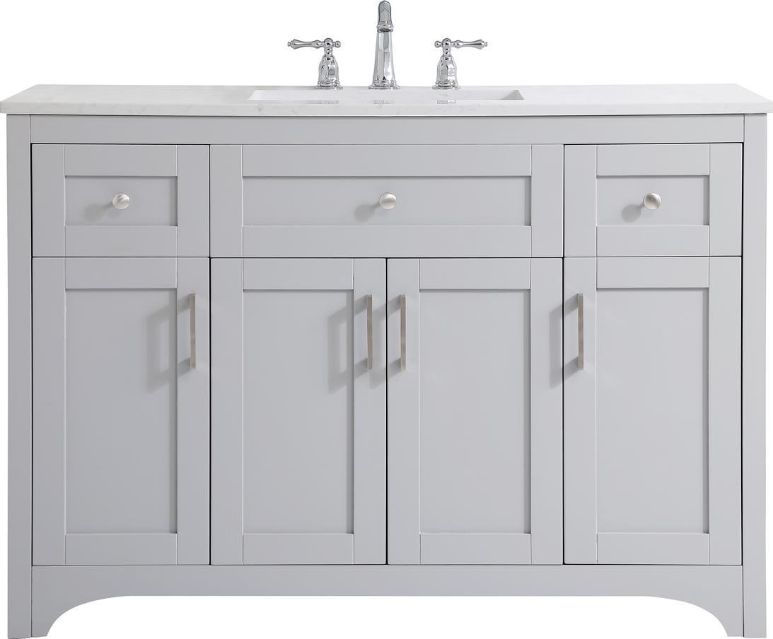 Elegant Lighting 48 Inch Vanity with Calacatta Quartz Top: Elegant Lighting 48 Inch Vanity with Calacatta Quartz Top This stylish 48" bathroom vanity combines modern elegance with practical functionality. Featuring a stunning Calacatta quartz top and durable