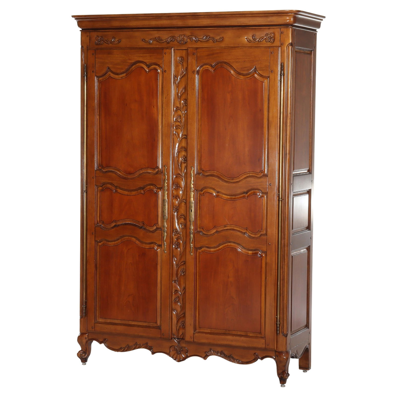 Mahogany Double Door Armoire with Carved Scrolls Louis XIV Style by Pierre Deux (1 of 18)