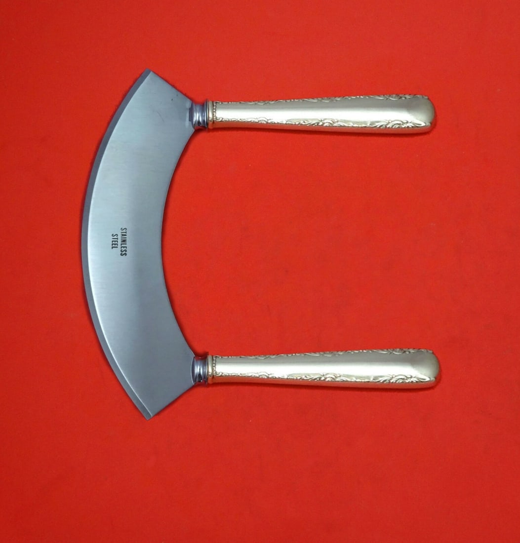 Gorham Camellia Sterling Silver Mezzaluna Knife Custom Made 6 1/4 in: Gorham Camellia Sterling Silver Mezzaluna Knife Custom Made 6 1/4 in Introducing the Camellia Mezzaluna Knife by Gorham, a beautifully crafted kitchen tool made from sterling silver with hollow handle