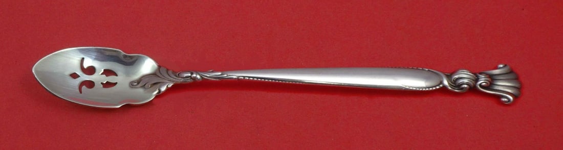 Wallace Romance of the Sea Sterling Silver Olive Spoon 7 3/4 Custom Pierced: Wallace Romance of the Sea Sterling Silver Olive Spoon 7 3/4 Custom Pierced This exquisite olive spoon is crafted in sterling silver and features the elegant "Romance of the Sea" pattern by Wallace. M