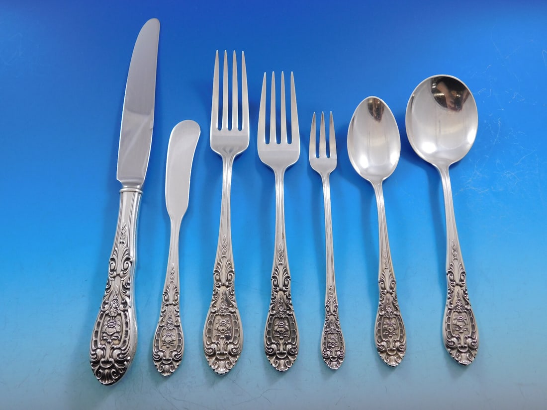 Easterling Southern Grandeur Sterling Silver Flatware Set for 12 88 Pieces: Easterling Southern Grandeur Sterling Silver Flatware Set for 12 88 Pieces Experience elegance with the Southern Grandeur by Easterling Sterling Silver Flatware Set, designed for service of 12. This e