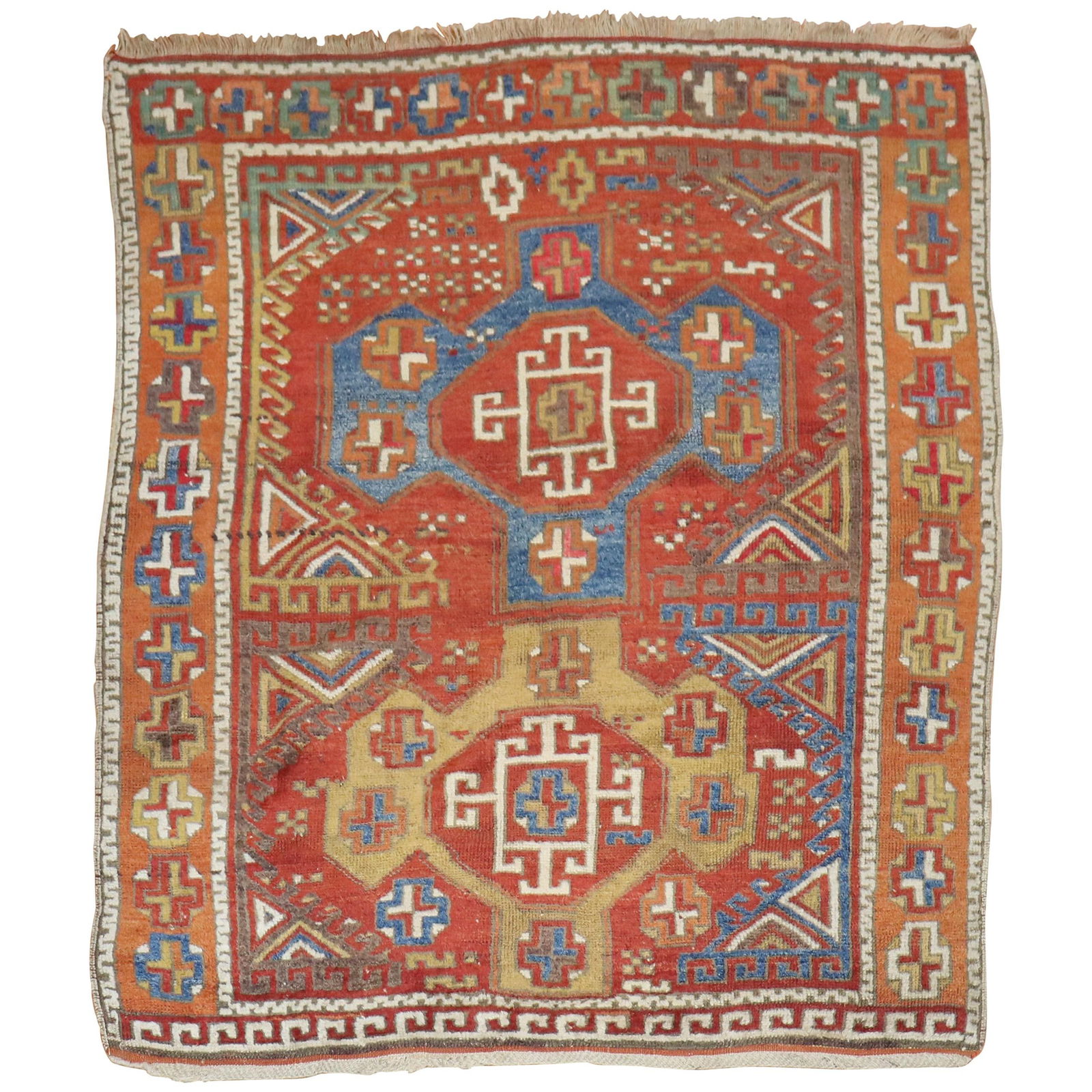 Late 19th Century Hand-Woven Turkish Bergama Wool Rug 4'6 x 5'1 (1 of 8)