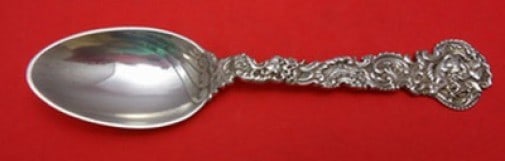 Gorham Sterling Silver Teaspoon with Angel Design Monogrammed: Gorham Sterling Silver Teaspoon with Angel Design Monogrammed This exquisite Gorham sterling silver teaspoon features a beautifully cast angel design, showcasing the fine craftsmanship synonymous with