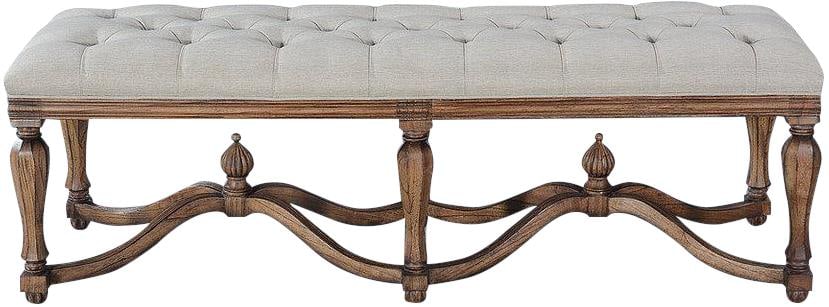 Classic King Henry Bed Bench USA Made French Country Style: Classic King Henry Bed Bench USA Made French Country Style Elevate your home decor with the Classic King Henry Bed Bench, expertly crafted in the USA. This backless bench showcases a stylish French Co
