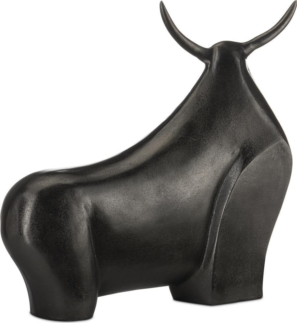 Currey Ferdinand Bull Sculpture in Cast Aluminum 20H x 21D x 7W: Currey Ferdinand Bull Sculpture in Cast Aluminum 20H x 21D x 7W This striking Traditional Cast Aluminum Bull Sculpture is a captivating piece that adds a touch of elegance and artistry to any space. C