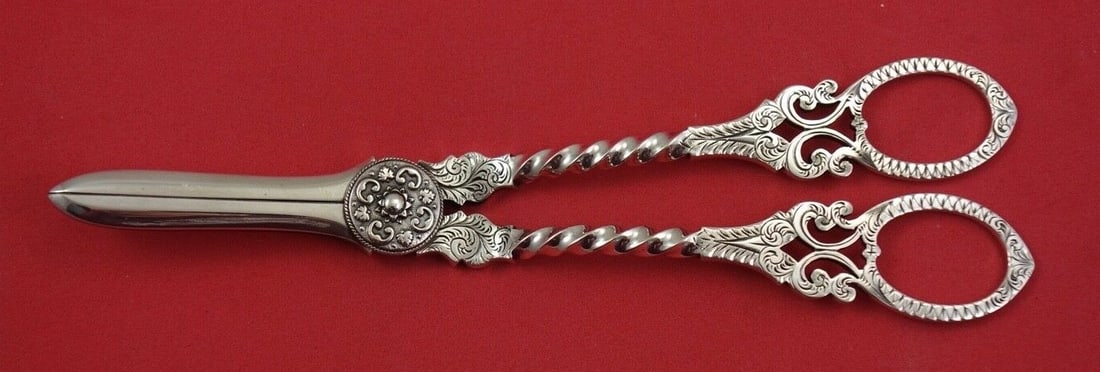 Victorian Sterling Silver Grape Shears Hilliard Thompson Birmingham 1890: Victorian Sterling Silver Grape Shears Hilliard Thompson Birmingham 1890 Discover these exquisite English Victorian Sterling Silver Grape Shears, crafted in Birmingham in 1890 by Hilliard & Thompson.