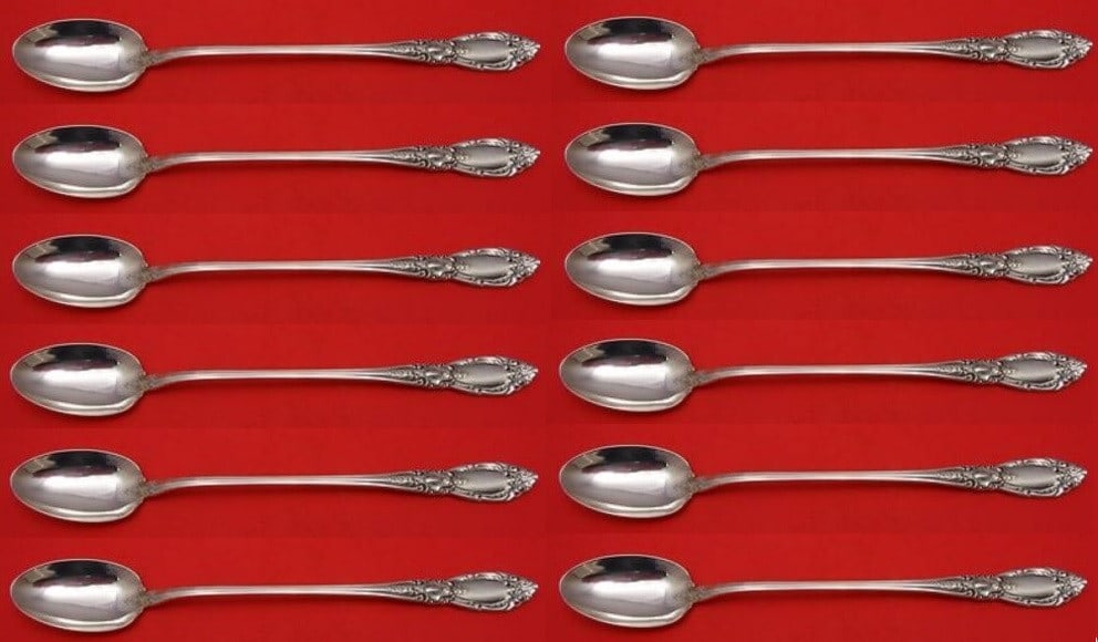 Towle King Richard Sterling Silver Iced Tea Spoons Set of 12 8 1/8": Towle King Richard Sterling Silver Iced Tea Spoons Set of 12 8 1/8" This elegant set of 12 iced tea spoons features the timeless King Richard pattern by Towle, crafted from high-quality sterling silve