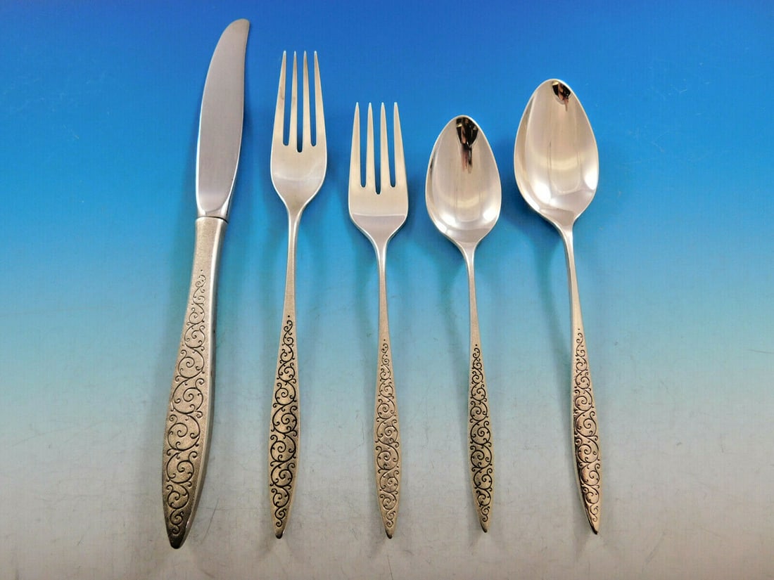 Wallace Spanish Lace Sterling Silver Flatware Set for 8 with 46 Pieces: Wallace Spanish Lace Sterling Silver Flatware Set for 8 with 46 Pieces Experience elegance with the Spanish Lace by Wallace Sterling Silver Flatware Service for 8, comprising a total of 46 exquisite p