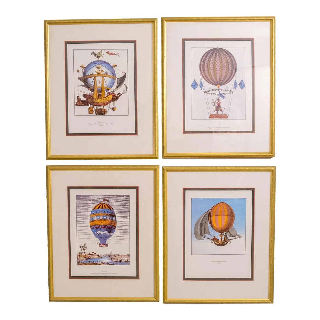 Set of Four Vintage Framed Hot Air Balloon Art Prints 17w x 1d x 21h (1 of 10)