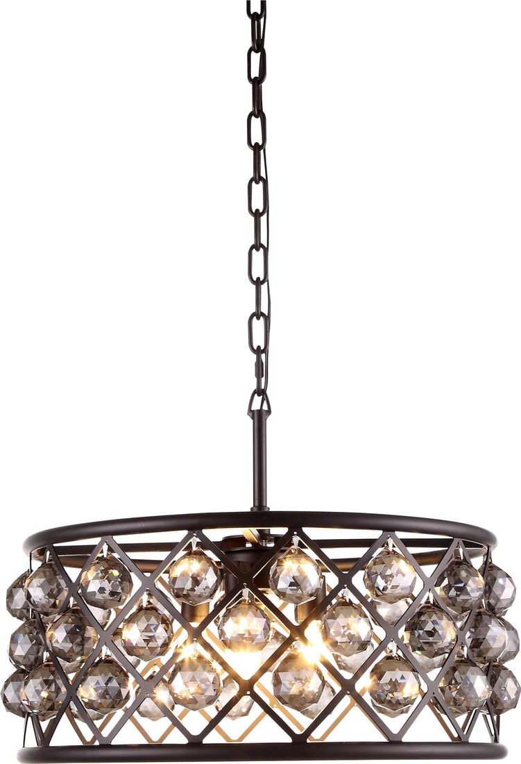 Elegant Lighting Madison Crystal Pendant Light Hollywood Regency 9H 20W Mocha Finish: Elegant Lighting Madison Crystal Pendant Light Hollywood Regency 9H 20W Mocha Finish Illuminate your space with this luxurious hand-polished crystal pendant light, designed in the Hollywood Regency st