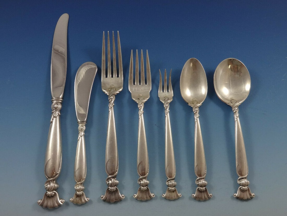Wallace Romance of the Sea Sterling Silver Flatware Set 88 Pieces with Storage Chest: Wallace Romance of the Sea Sterling Silver Flatware Set 88 Pieces with Storage Chest Enhance your dining experience with the exquisite Romance of the Sea Sterling Silver Flatware Set by Wallace. This