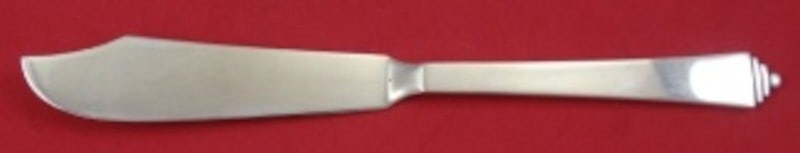 Georg Jensen Pyramid Sterling Silver Fish Knife 7 3/4" GI/GJ Mark: Georg Jensen Pyramid Sterling Silver Fish Knife 7 3/4" GI/GJ Mark This exquisite fish knife from Georg Jensen features the elegant Pyramid pattern, crafted from high-quality sterling silver. Measuring