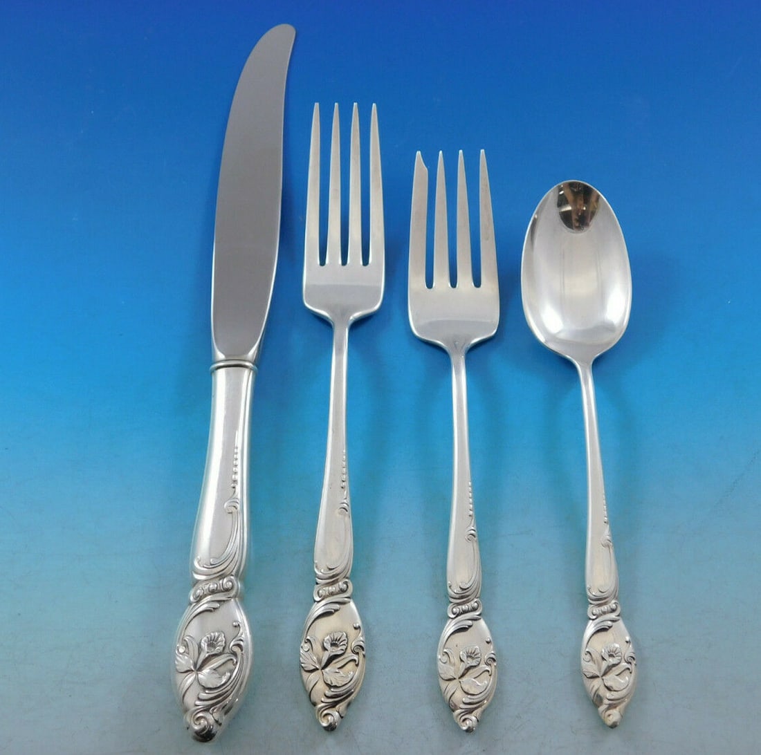 Westmorland Enchanting Orchid Sterling Silver Flatware Set 37 Pieces: Westmorland Enchanting Orchid Sterling Silver Flatware Set 37 Pieces This 37-piece Sterling Silver flatware set features the Enchanting Orchid pattern by Westmorland, crafted post-1940. The set includ