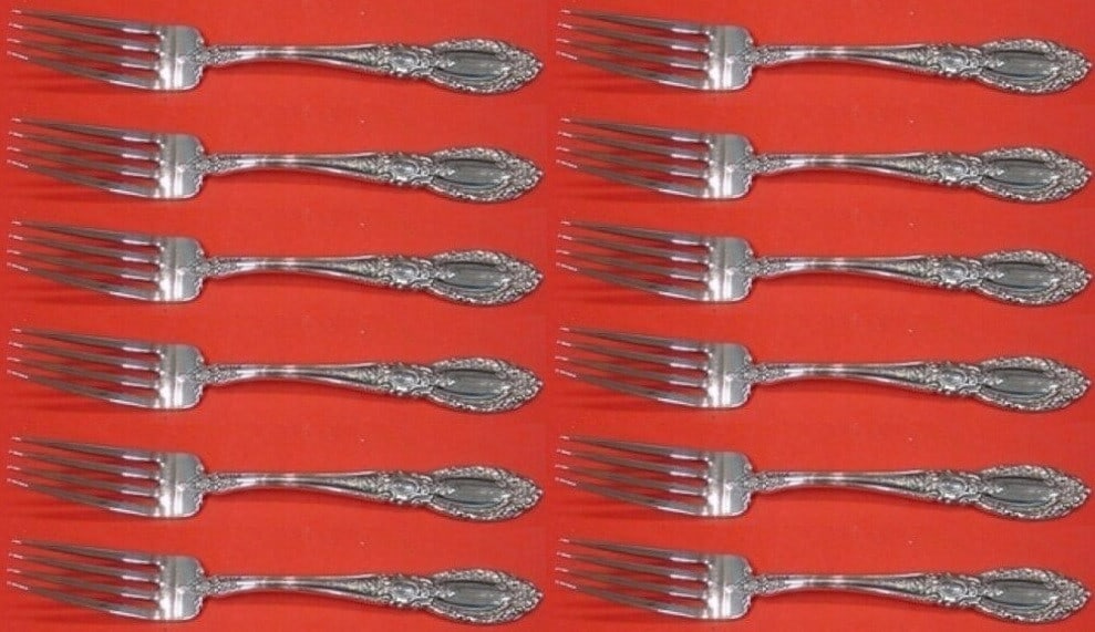 Towle King Richard Sterling Silver Forks Set of 12 7 3/8 in: Towle King Richard Sterling Silver Forks Set of 12 7 3/8 in Enhance your dining experience with this exquisite set of 12 regular forks from the King Richard pattern by Towle. Crafted from high-quality