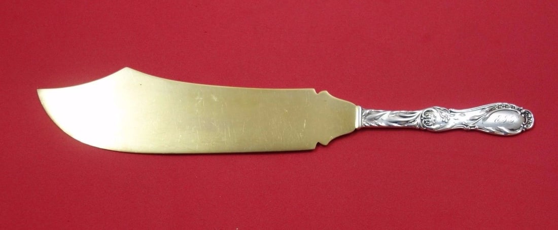 Gorham Rouen Sterling Silver Gold Washed Ice Cream Slice 10 3/4 Inch: Gorham Rouen Sterling Silver Gold Washed Ice Cream Slice 10 3/4 Inch This is a sterling silver ice cream slice from the Rouen pattern by Gorham, featuring a flat handle design. The piece is gold-washe