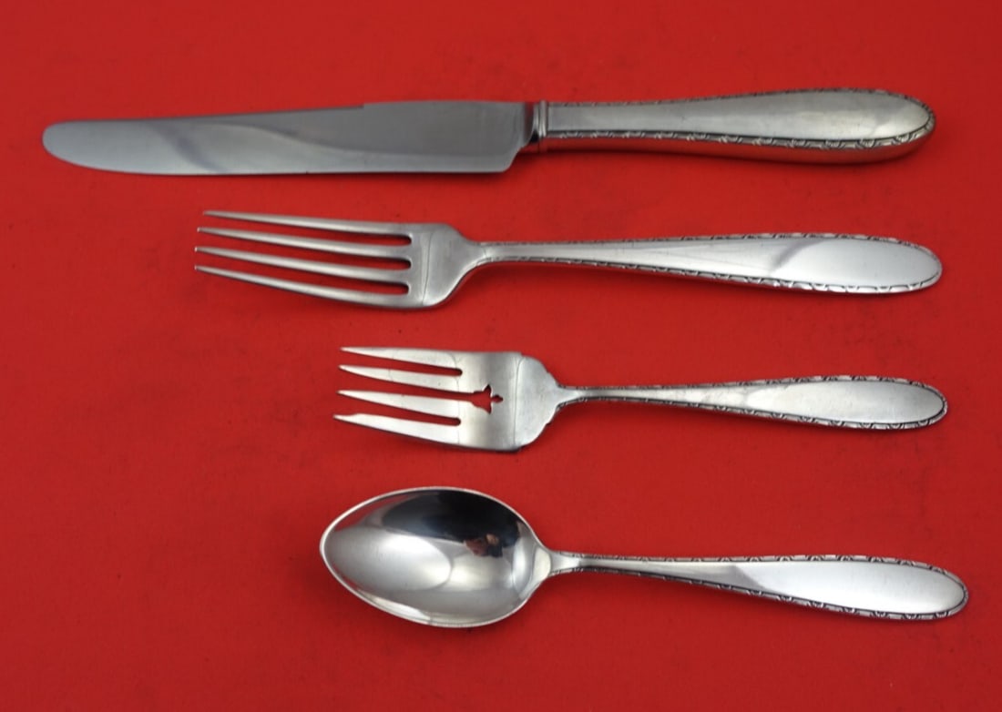 Manchester Sterling Silver 4-Piece Dinner Place Setting Flatware: Manchester Sterling Silver 4-Piece Dinner Place Setting Flatware Enhance your dining experience with this exquisite 4-piece dinner size place setting from Manchester. Crafted from high-quality sterlin