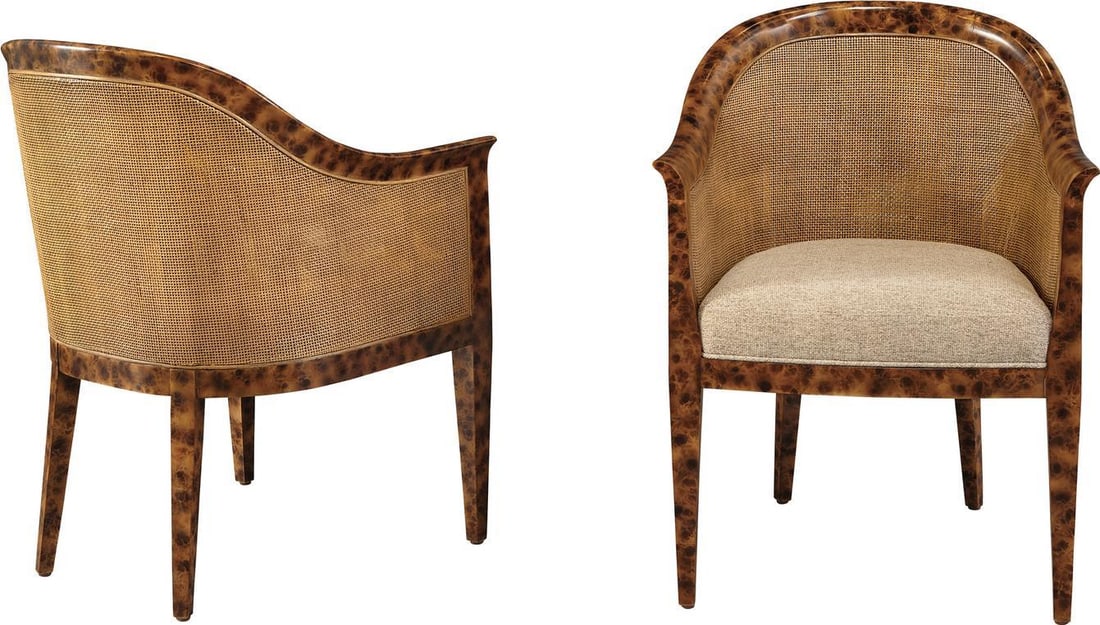 Port Eliot Genova Tortoise Finish Barrel Back Chair: Port Eliot Genova Tortoise Finish Barrel Back Chair Introducing the Tortoise Finish Genova Barrel Back Chair, a perfect blend of elegance and comfort. This chair features a stunning hand-painted torto