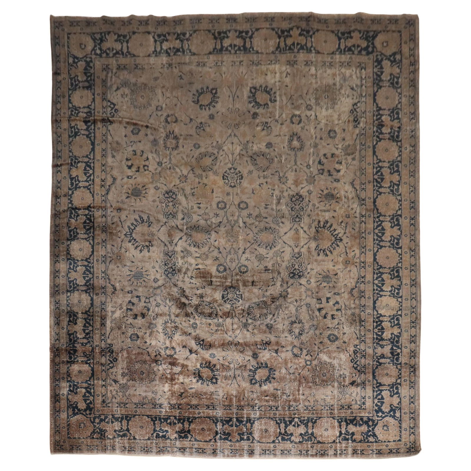 Zabihi Collection Hand-Knotted Oversized Industrial Wool Rug: Zabihi Collection Hand-Knotted Oversized Industrial Wool Rug Enhance your space with this stunning oversized distressed rug from the Zabihi Collection. Crafted from high-quality wool and hand-knotted,