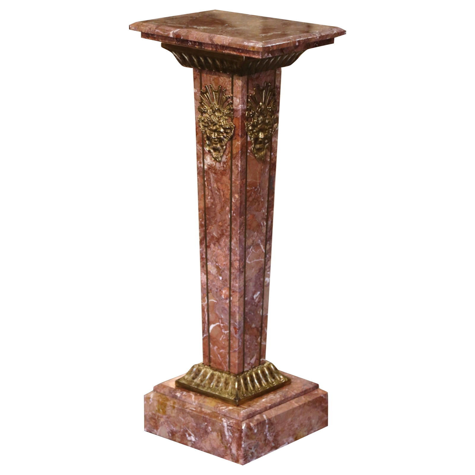 Napoleon III Vintage French Gilt Bronze-Mounted Marble Selette Table: Napoleon III Vintage French Gilt Bronze-Mounted Marble Selette Table This exquisite vintage French 'Selette' pedestal table, crafted circa 1980, showcases the elegance of the Napoleon III style. Stand