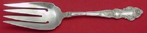 Wallace Meadow Rose Sterling Silver Cold Meat Fork 7 3/4": Wallace Meadow Rose Sterling Silver Cold Meat Fork 7 3/4" This exquisite cold meat fork from the Meadow Rose pattern by Wallace is crafted from high-quality sterling silver. Measuring 7 3/4" in length
