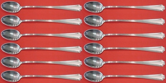 Durgin-Gorham Fairfax Sterling Silver Iced Tea Spoon Set 12 Pieces: Durgin-Gorham Fairfax Sterling Silver Iced Tea Spoon Set 12 Pieces Enhance your dining experience with this exquisite 12-piece iced tea spoon set in the Fairfax pattern by Durgin-Gorham. Crafted from