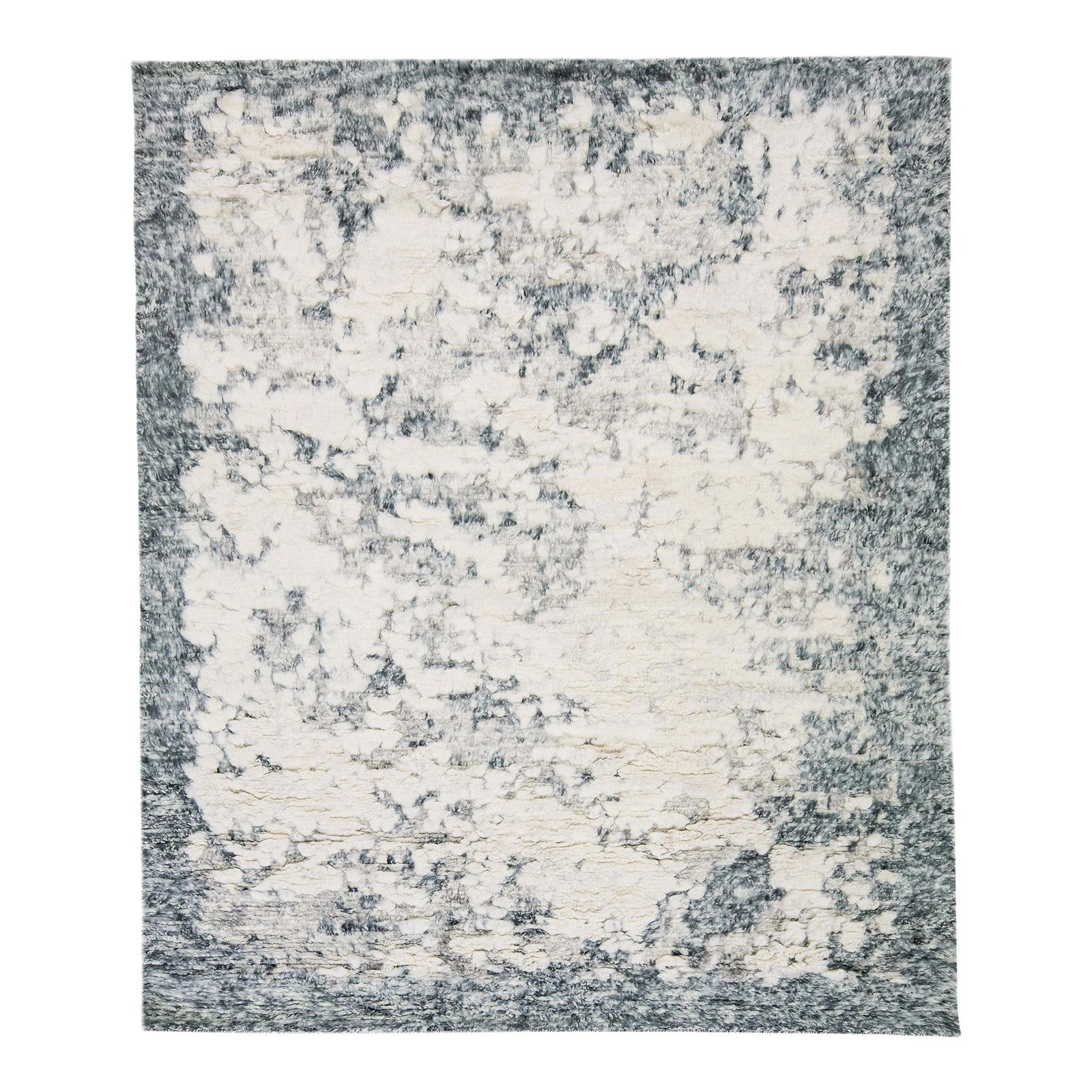 Modern Abstract Moroccan Wool Rug 8'2" x 9'9" in Ivory Gray: Modern Abstract Moroccan Wool Rug 8'2" x 9'9" in Ivory Gray Elevate your space with this exquisite hand-knotted wool rug featuring a modern Moroccan style in elegant ivory and gray tones. The luxuriou