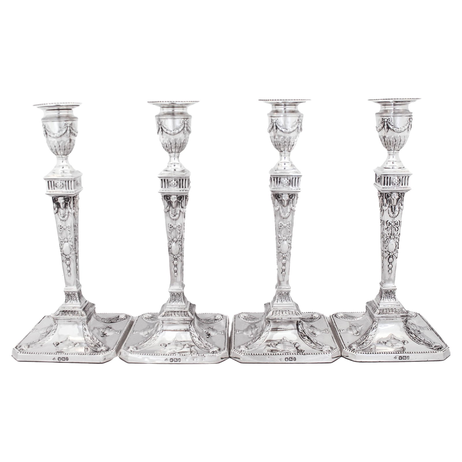 Victorian Era Set of 4 Sterling Silver Candlesticks Martin Hall 1866 (1 of 7)